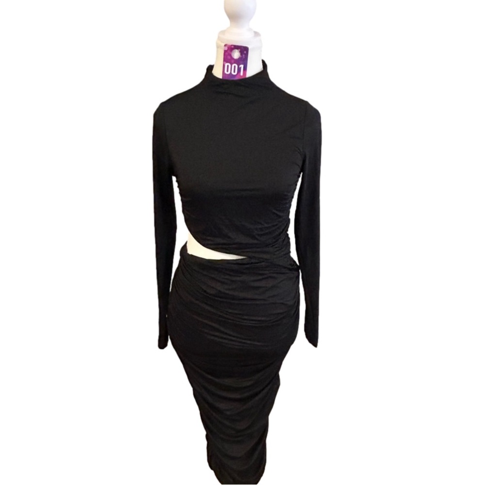 BodyCon style black side cut out dress size M BNWOT LBD